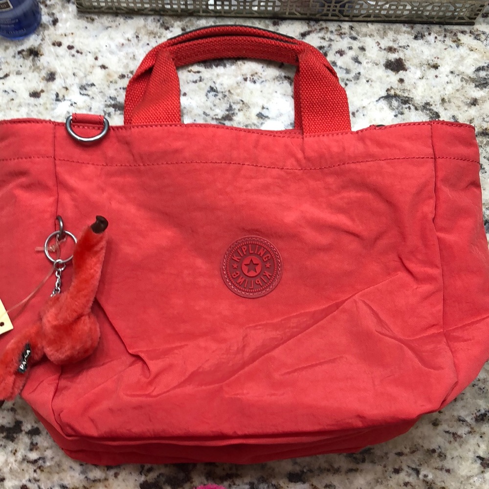 Kipling Medium Sugar Bag in Coral Red